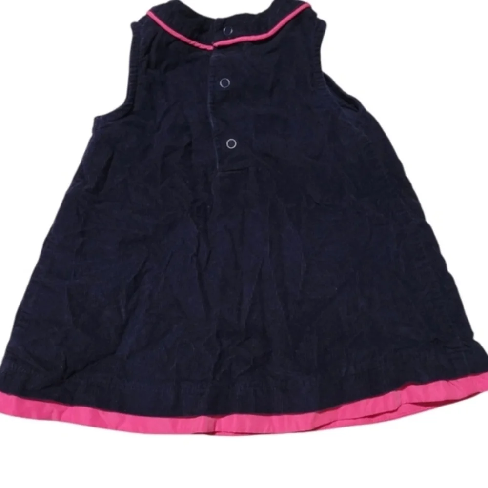 Carter's Corduroy Navy Blue Pink Summer Embroidered Bird Dress Size 6 Month